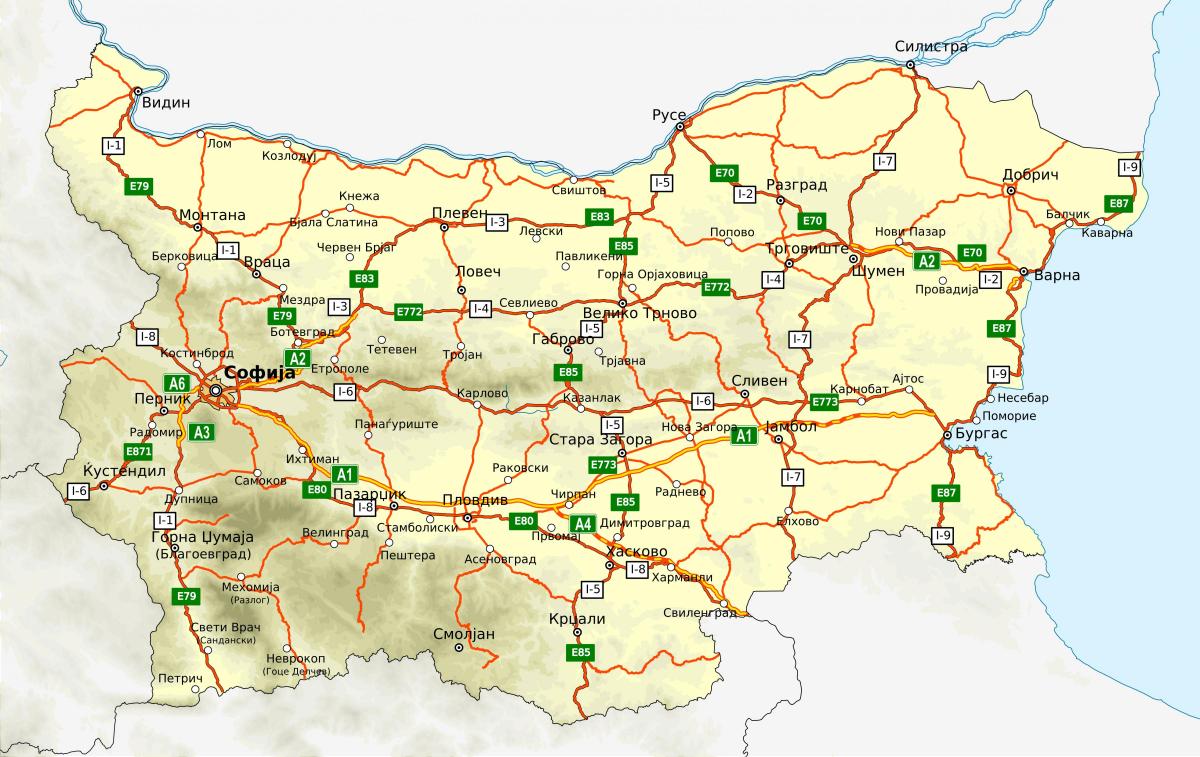 Mapa autostrad w Bułgarii